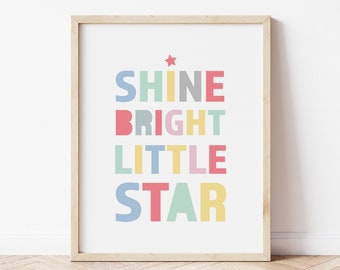 Shine Bright Baby Nursery Print - children wall art, nursery decor, Digital Download, Baby