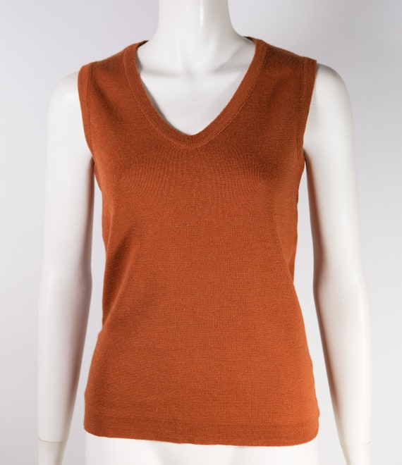 Vintage Burnt Orage Knit Vest - Glenayr Kitten Bra