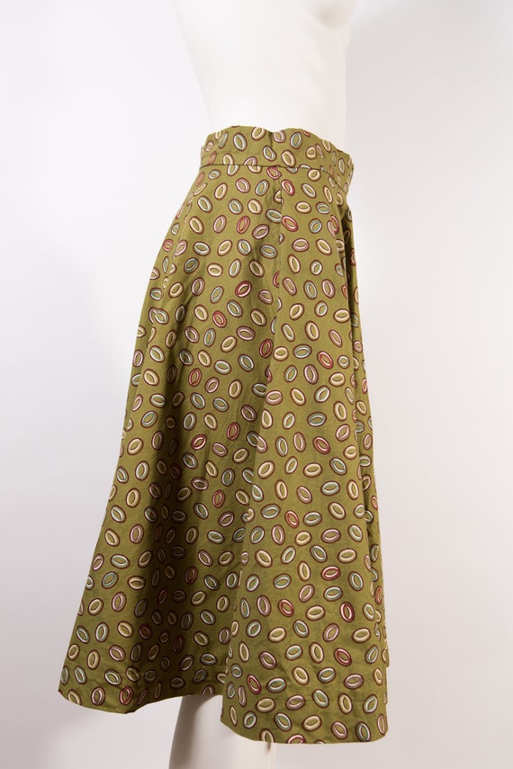 Vintage Olive Green Skirt - 26" Waist Geometric P… - image 4