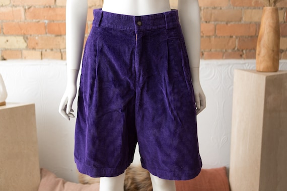 purple corduroy shorts