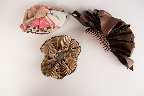 3 Vintage Hair Clips and Scrunchie- 80's and 90's