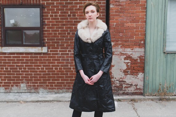 black leather swing coat