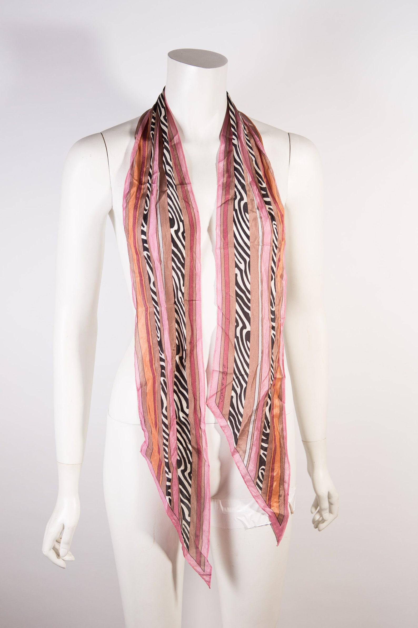 Vintage Fashion Scarf Thin Pink Scarf with GeometricStripe Etsy