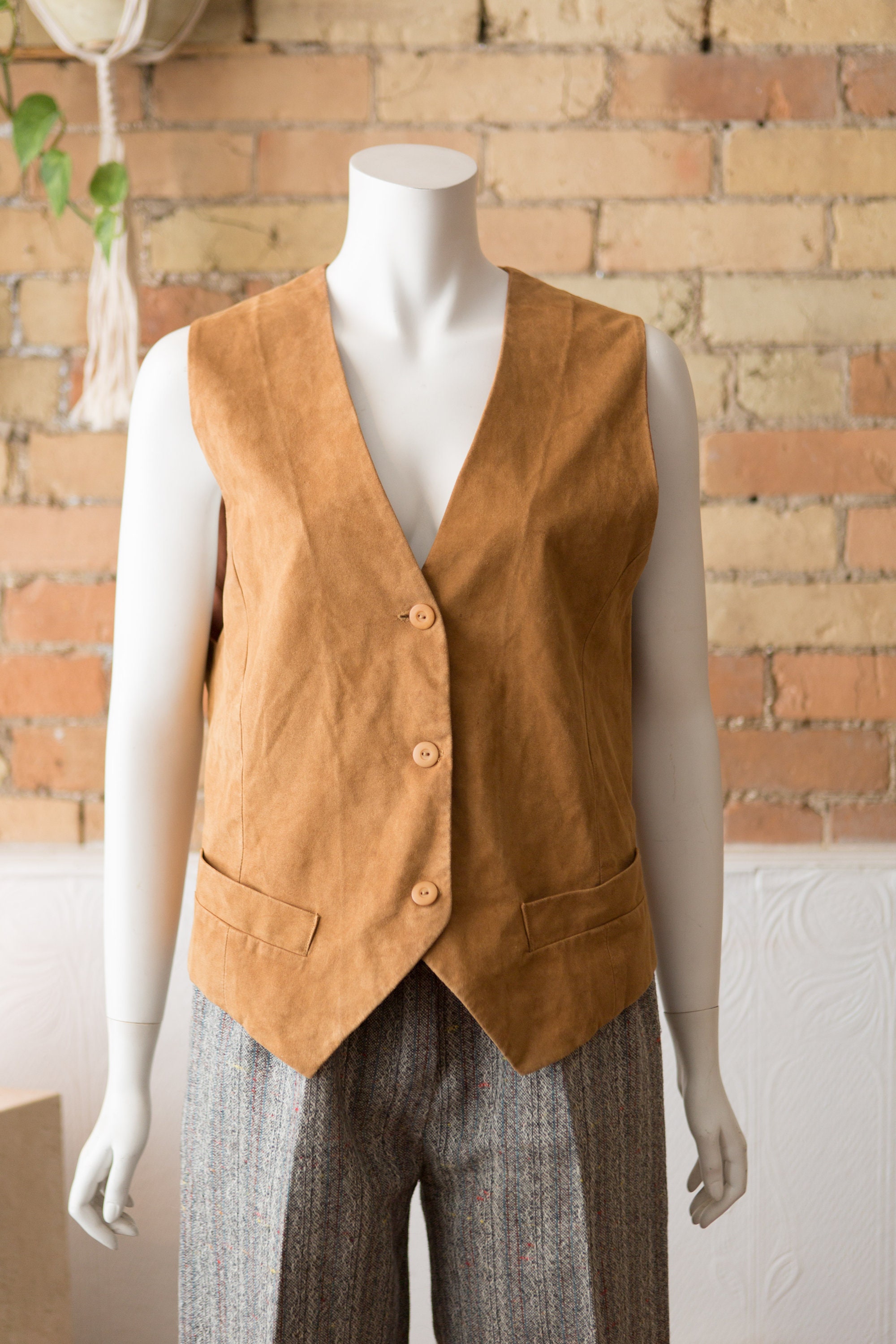 Tan Leather Vest Vintage 80's Small Men's or Etsy