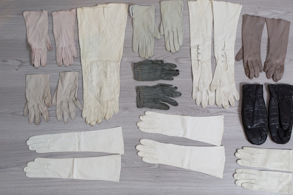 Vintage Leather Long Gloves - 11 Pairs of Evening