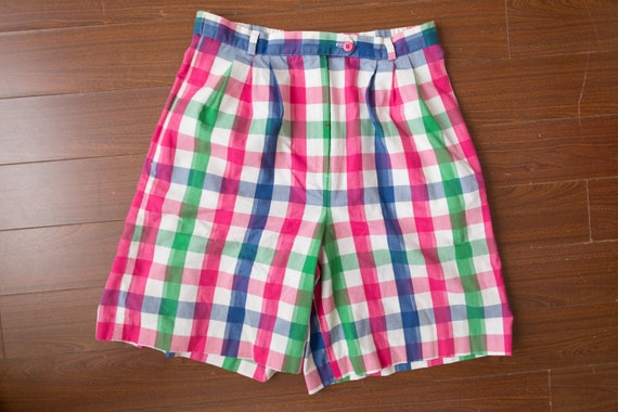 Vintage Plaid Shorts - Women's 30" Waist Checkered