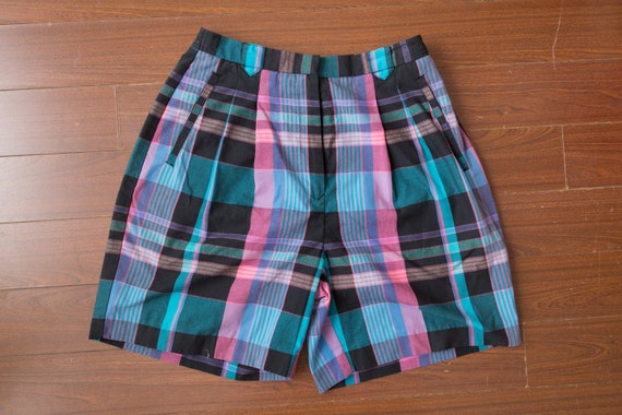 Vintage Plaid Shorts - Women's 29" Waist Small Tar