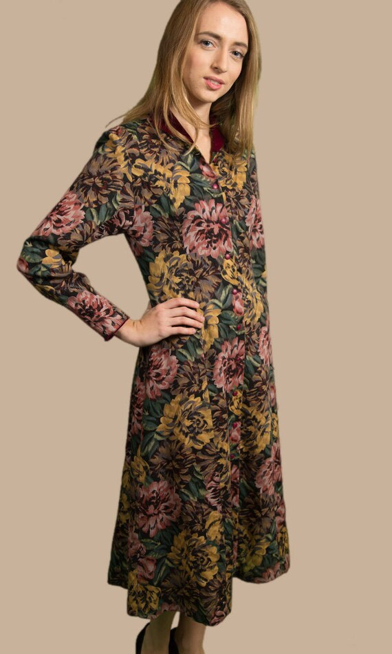 Vintage Small Floral Dress - Yellow, Pink and Gree