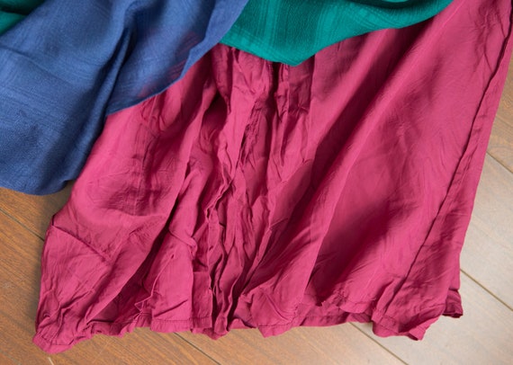 Vintage Color Block Skirt - 25" Silk Skirt with m… - image 10