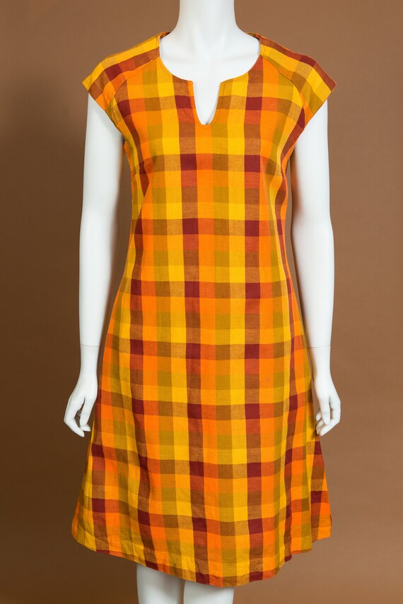 orange checkered dress