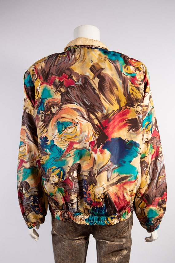 Vintage Windbreaker Jacket - 80's Beige Abstract … - image 5