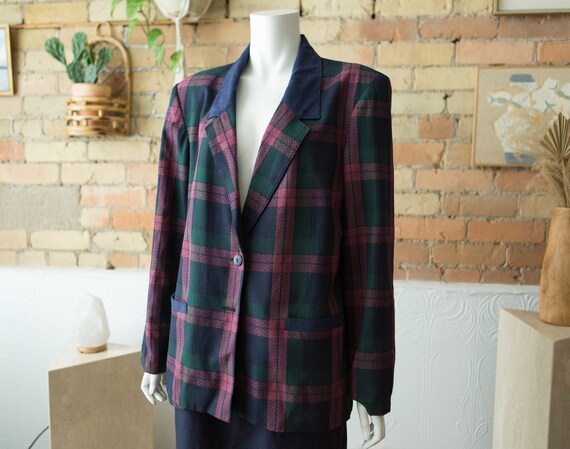 Vintage Plaid Blazer - Large Oversized Tartan Pat… - image 2