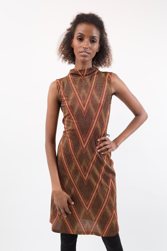 Vintage Metallic Dress - Shimmering Copper Evening