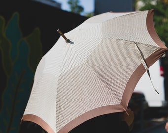Vintage Brown Umbrella - Geometric Retro Rain Umbrella