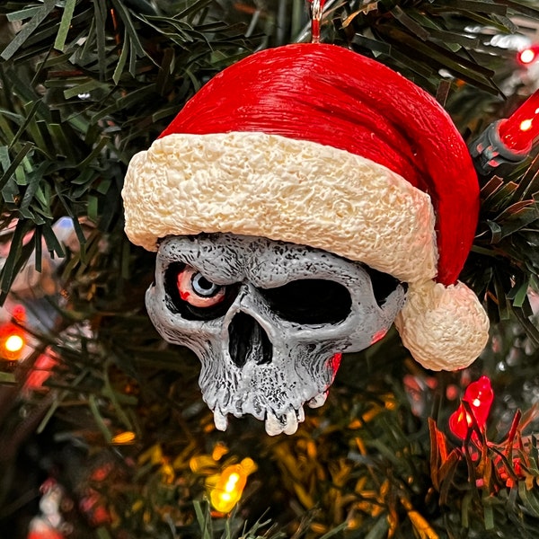 Spooky Christmas Skull Ornament, Christmas Gift, Gothic Christmas, Christmas Skull Decor, Skull Christmas