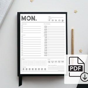 Printable Hourly Planner | Daily schedule, to-do list, meal tracking