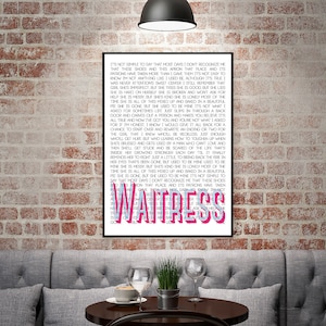 Waitress - Print - Digital Download - Wall Art - Musical Theatre - Lyric Print