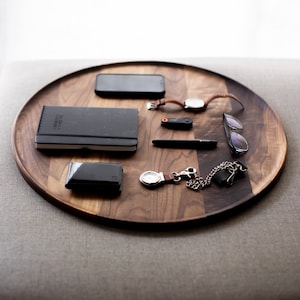 Roto Minimalist Round Tray / Walnut / Catchall + Serving Tray /