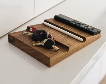 Wav Minimal Desk Organizer / Solid White Oak / Valet Tray /