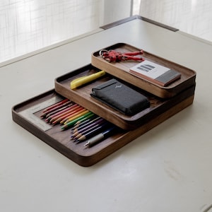 Solid Walnut MØD Desk Tray : Individual / Valet Tray / Jewelry Tray / Modular /