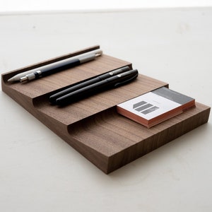 Wav Minimal Valet Tray / Solid Walnut / Desk Organization Tray / image 2