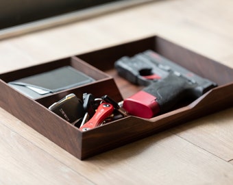 Bachelor Wooden Valet Tray / Solid Walnut / EDC Tray + Catchall / Gifts for Him
