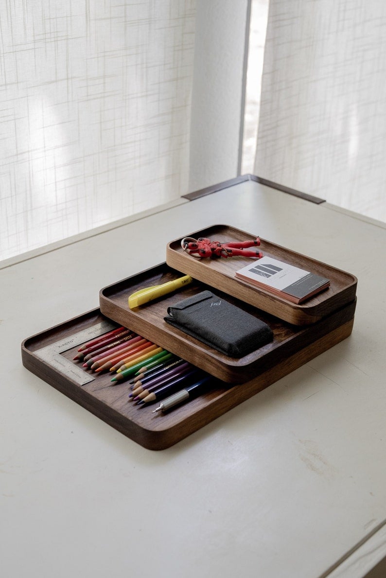 Solid Walnut MØD Desk Tray Individual / Valet Tray / Jewelry Etsy