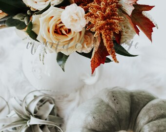 Wedding Bouquet Pumpkins  | Styled Stock Photo Image with blank space Flowers for Etsy, Instagram, and Websites!