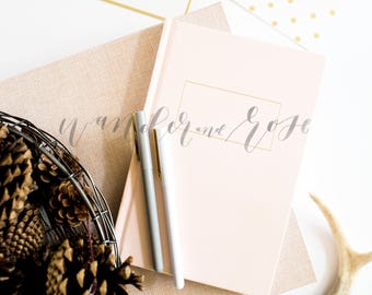 Fall Wedding Notebook Mockup | Styled stock photo Image with blank Notebook & Pine Cones for Blogs Websites and Instagram