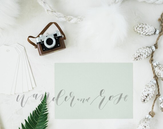 Christmas Holiday Card Mockup Flat Lay Styled Stock