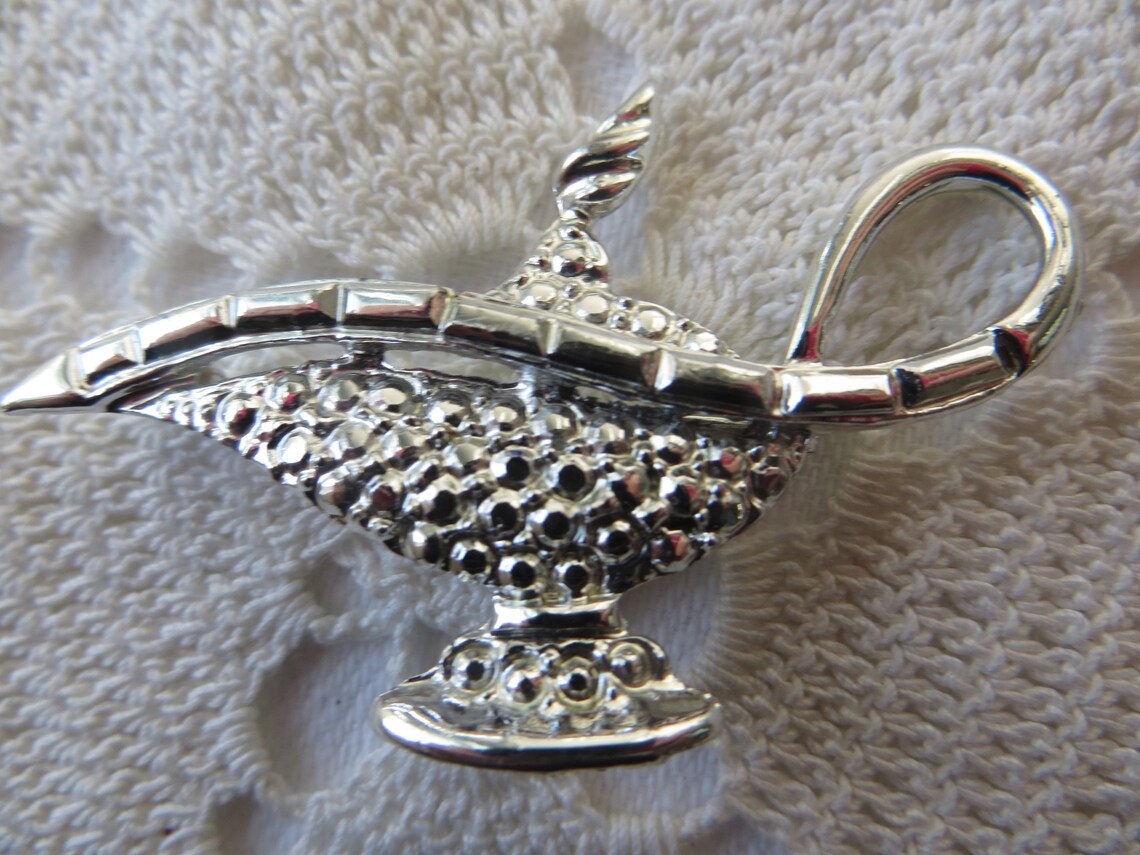 Vintage Silvertone Aladdin's Lamp Brooch Aladdin's Etsy
