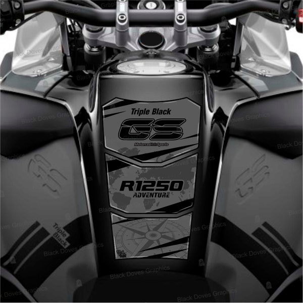 Protection de réservoir adhésive 3D compatible avec BMW R 1250 GS ADVENTURE 2021 Triple Black Tank Pad