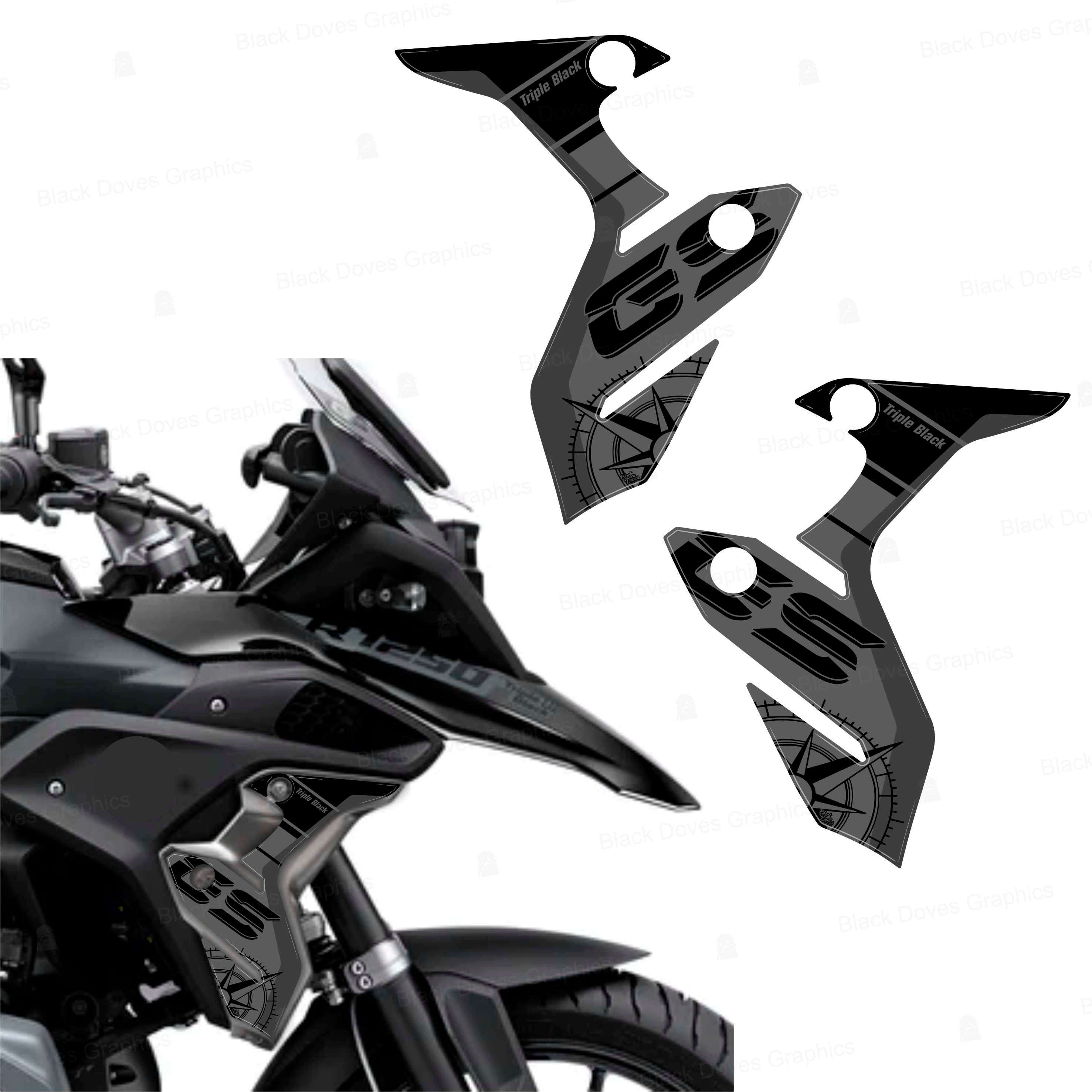Kit Completo Adesivi 3D compatibili con BMW R 1250 GS Triple Black 2021-2023