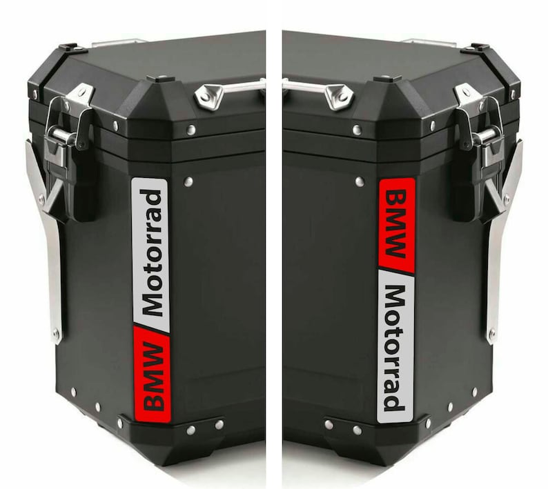 2 pegatinas reflectantes para maletas laterales de moto BMW Motorrad F 650 700 800 R 1100 1150 1200 1250 GS A White Grey / Red