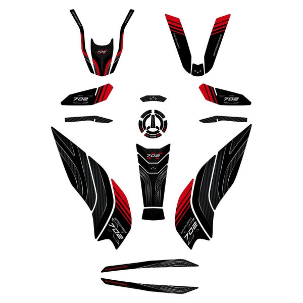 Kit Autocollants 3D Résine Protections compatibles avec Benelli TRK 702 X 2023 noir/rouge