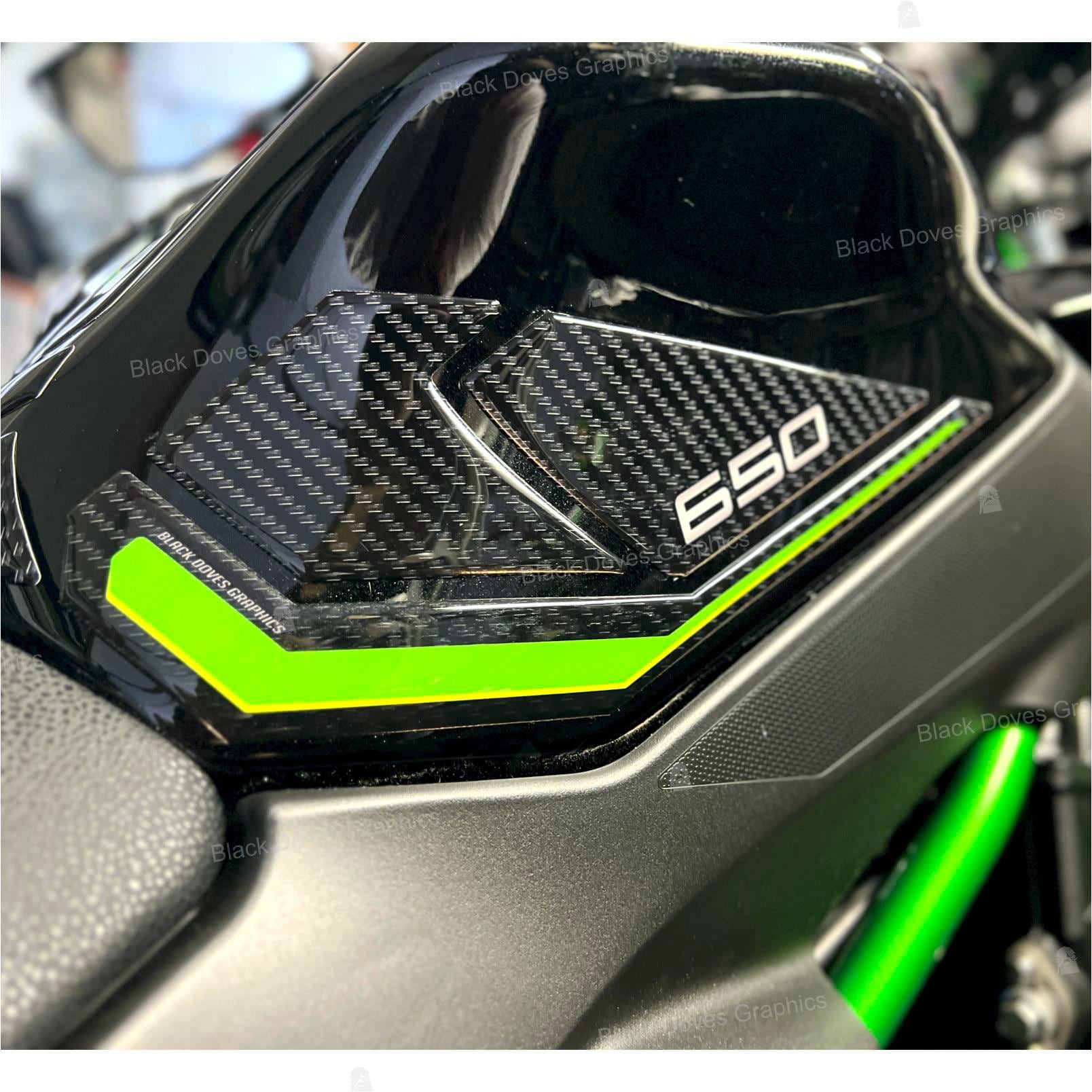 Protège-Réservoir 3D Moto Kawasaki Z650 – Design Vert/Noir, Anti-Rayures Et Anti-Usure Premium