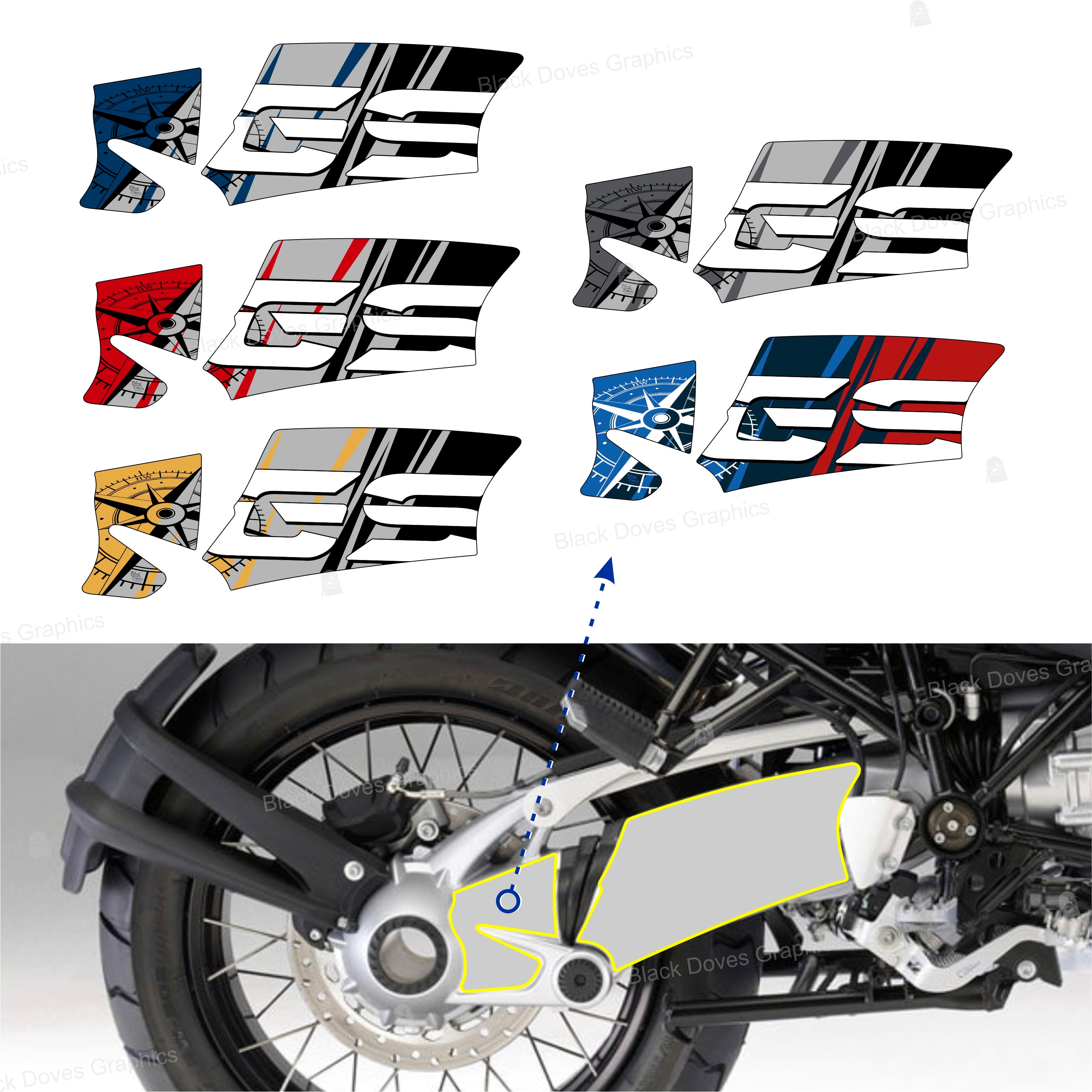 N.2 Cardan Swingarm Protection Stickers Compatible With BMW R1200 GS  (2004–2012) & R1200 GS Adventure (2006–2013) | Black Doves Graphics - Etsy
