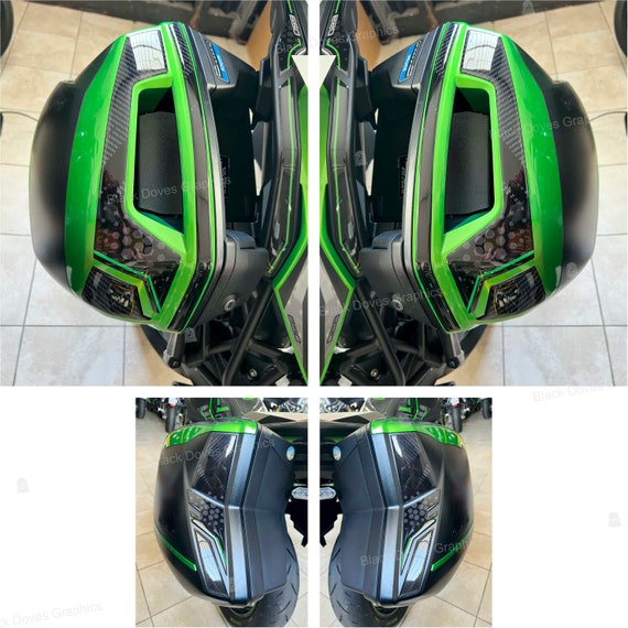 Autocollant Réservoir 3D Kawasaki Versys 650 (2022-2024) – Vert / Carbone