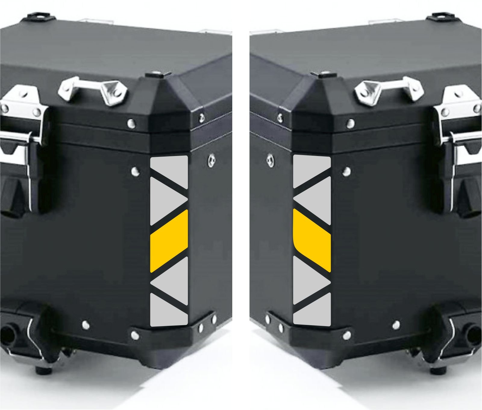 2x Reflektierende Aufkleber Für Motorrad-Koffer – Passend Für Touratech Alu-Koffer, 17x4 Cm, Weiß-grau, Einfach Montierbar