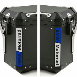 2 pegatinas reflectantes para maletas laterales de moto BMW Motorrad F 650 700 800 R 1100 1150 1200 1250 GS A White Grey / Blue