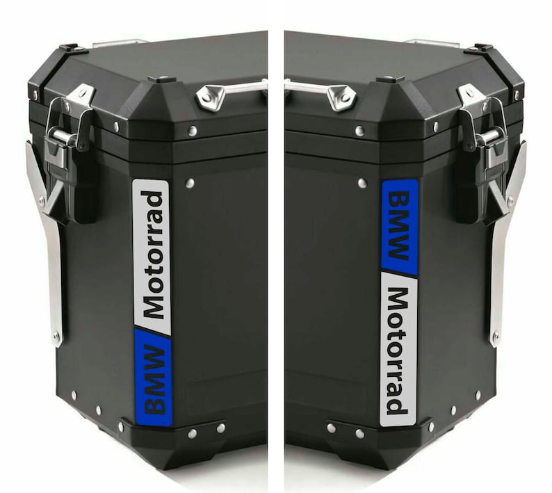2 pegatinas reflectantes para maletas laterales de moto BMW Motorrad F 650 700 800 R 1100 1150 1200 1250 GS A White Grey / Blue