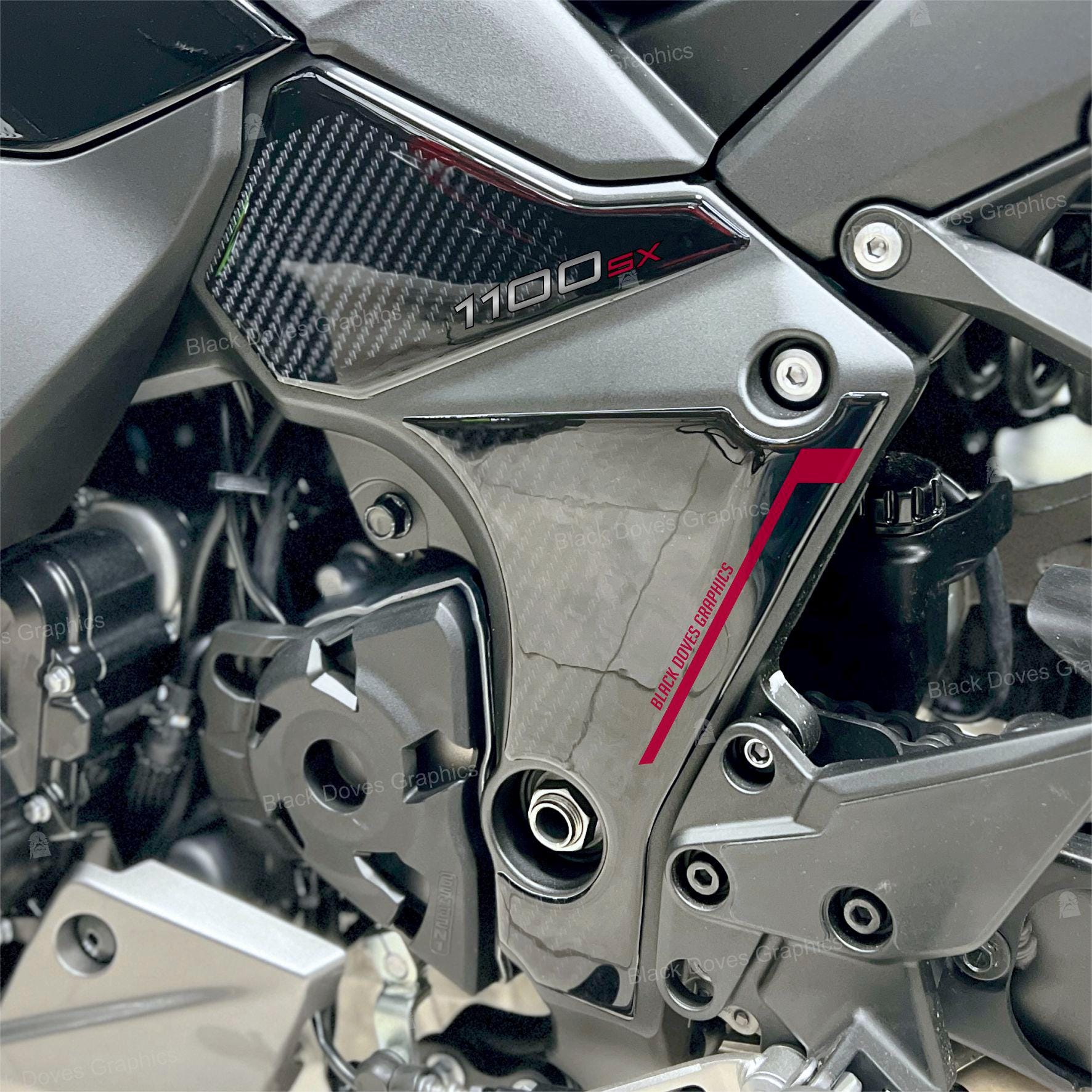 Harzbeschichtete 3D-Aufkleber Für Kawasaki Ninja 1100 SX 2025 – Metallic Matte Graphenesteel Gray/Diablo Black