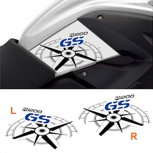 n.2 Adesivi Compass Rosa dei Venti fiancate serbatoio compatibili con BMW R 1200 GS (2008–2012, versione Standard) | Black Doves Graphics