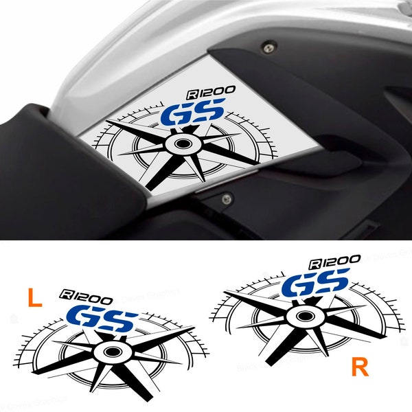 2pcs Pegatinas compatibles con tanques laterales BMW R 1200 GS 2008-2012 (NO aventura)