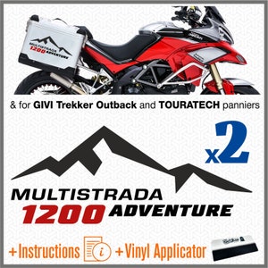 2x MULTISTRADA 1200 ADVENTURE Two-colored Ducati STICKERS Aluminum Side Bags