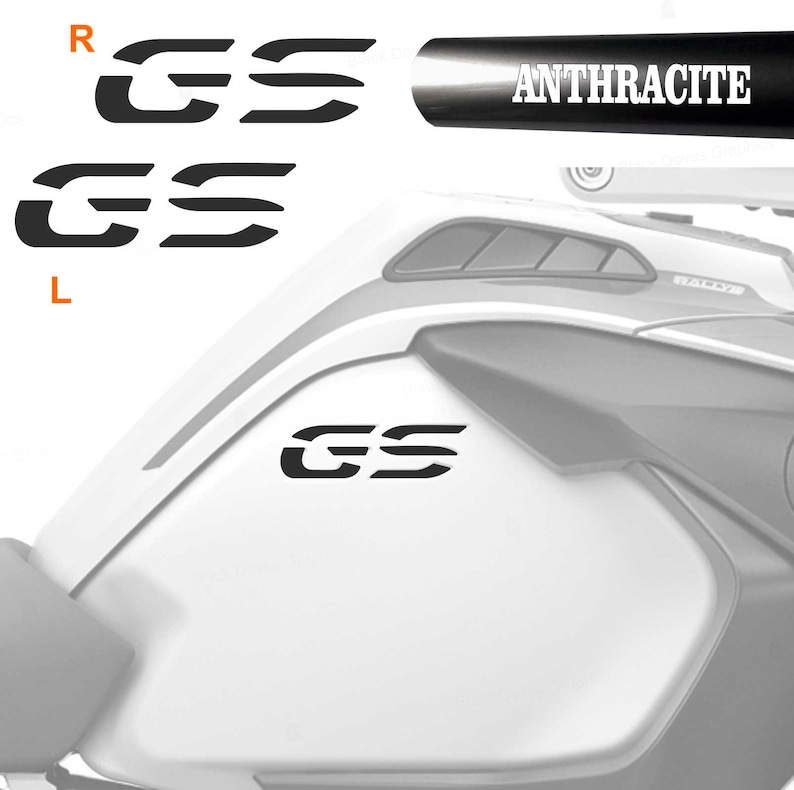 2pcs Stickers Compatible with Side Panels Tank BMW GS R1250 lc Adventure from 2019, GS R1200 lc Adventure from 2013 ANTRACITE