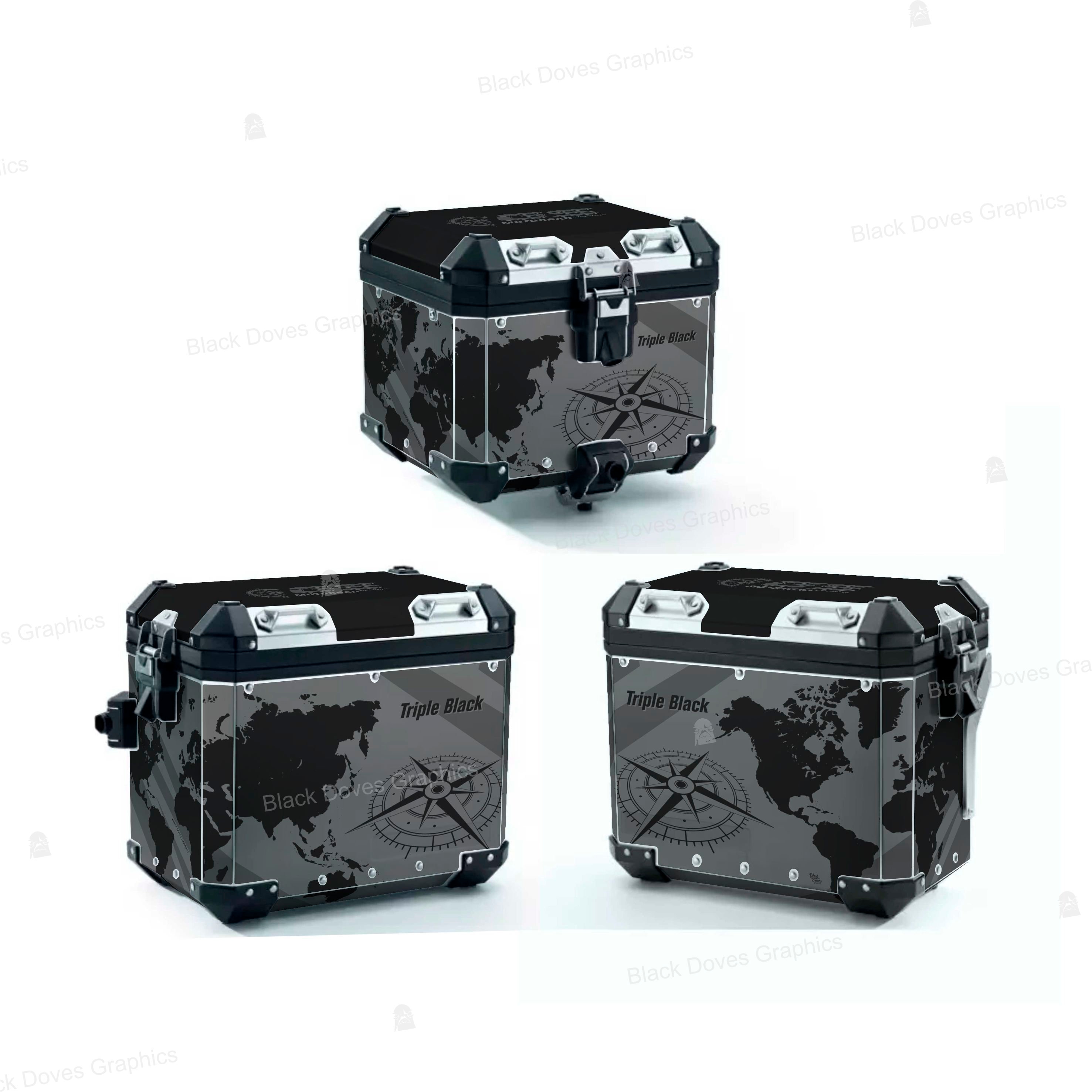 ALU Case Protector Stickers Kit Compatible With BMW Triple Black