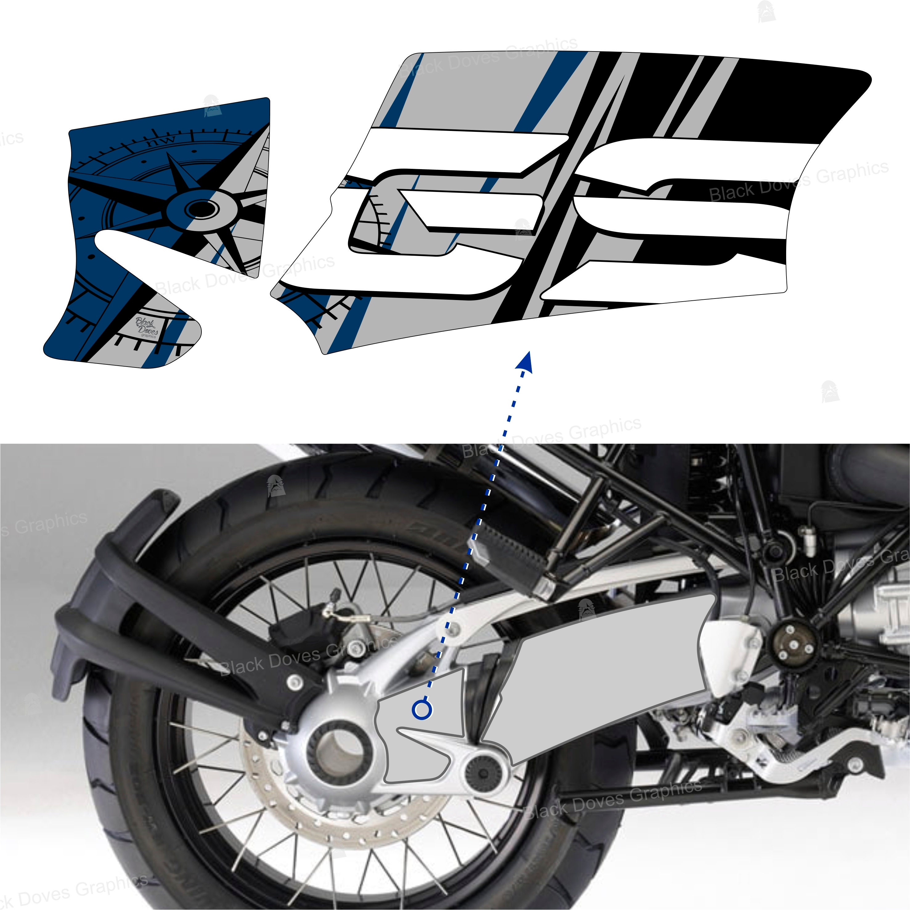 N.2 Cardan Swingarm Protection Stickers Compatible With BMW R1200 GS  (2004–2012) & R1200 GS Adventure (2006–2013) | Black Doves Graphics - Etsy