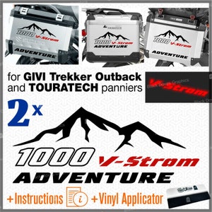 2 pcs Sticker Kit compatible with original Suzuki V-Strom 1000 and Touratech Allu and GIVI TREKKER OUTBACK Side Cases
