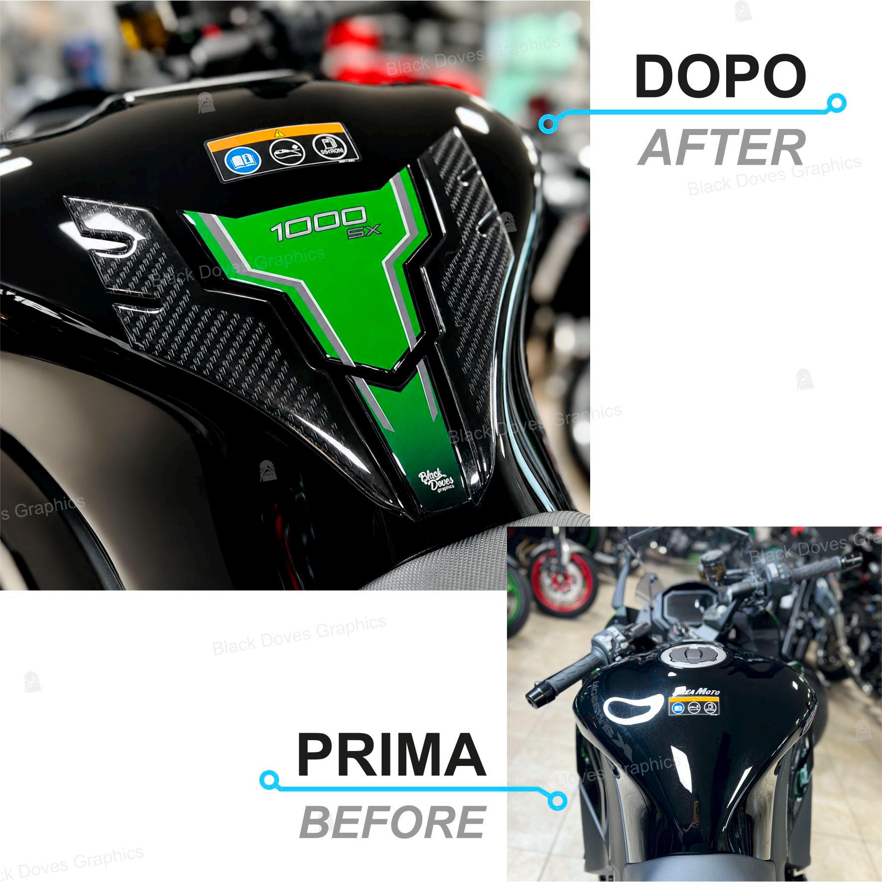3D Tank Pad Protector Sticker Compatible With Kawasaki Ninja 1000
